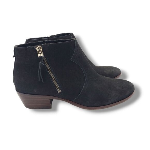 Sam Edelman Pete Western Bootie Womens 8 Black Suede Ankle Zipper - Picture 1 of 10